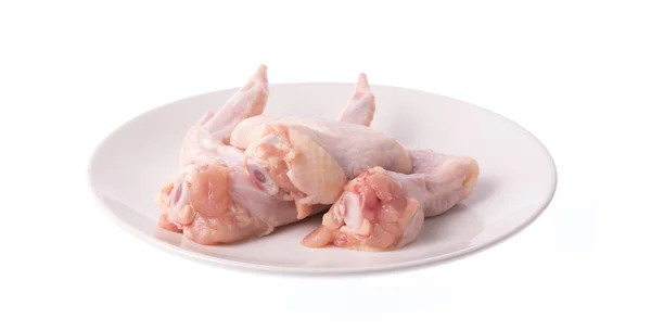 Raw Chicken Wings Meaton Plato Aislado Sobre Fondo Blanco — Foto de Stock