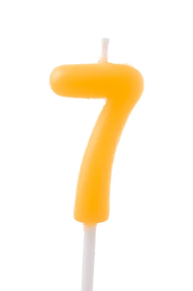 Candle Number Seven Birthday Isolated White Background — Stock Photo, Image