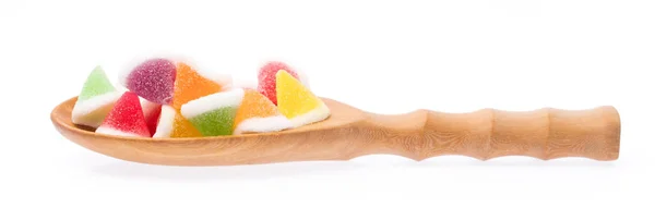 Lepel Van Gelei Snoep Met Suiker Geïsoleerd Witte Achtergrond — Stockfoto