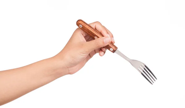 Tenedor Mano Madera Aislado Sobre Fondo Blanco —  Fotos de Stock