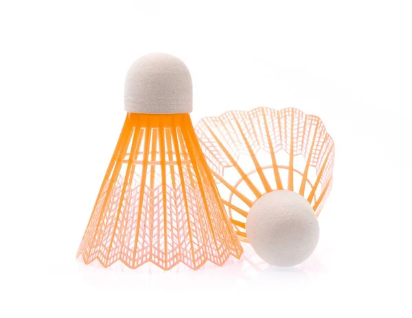 Badminton Colored Plastic Shuttlecocks Isolated White Background — Stock Photo, Image