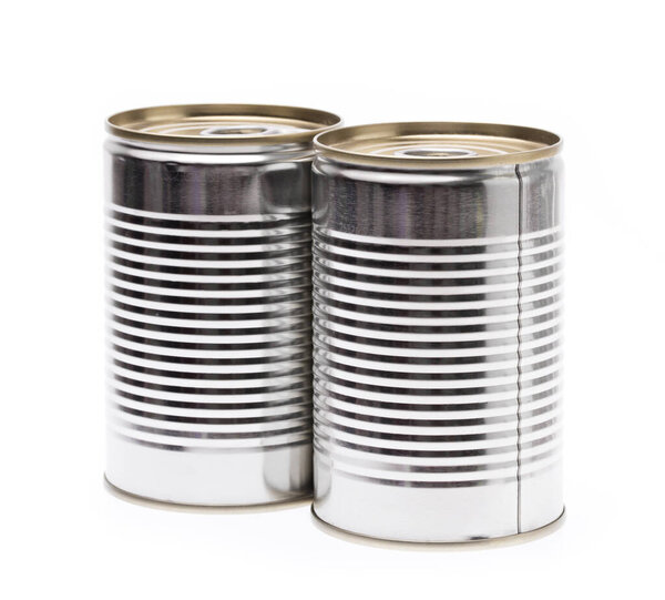 Aluminum,canned food isolated on white background