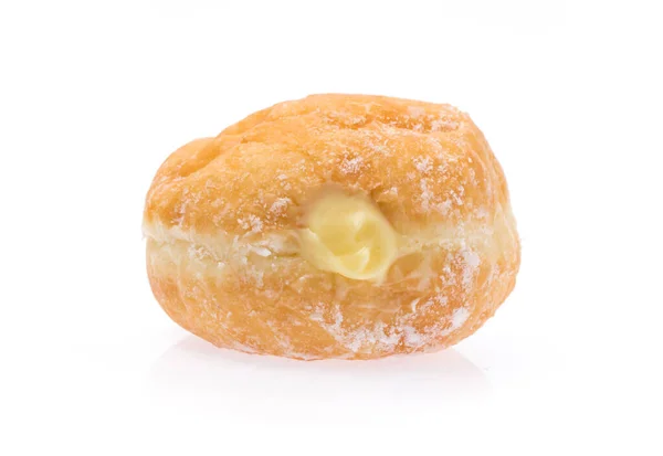 배경에 분리되어 도넛을 크림으로 채우는 — 스톡 사진