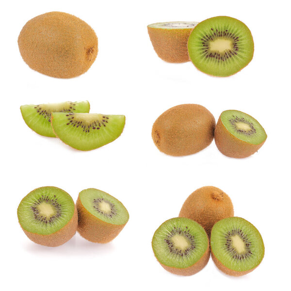 Set kiwi fruit isolated on white background
