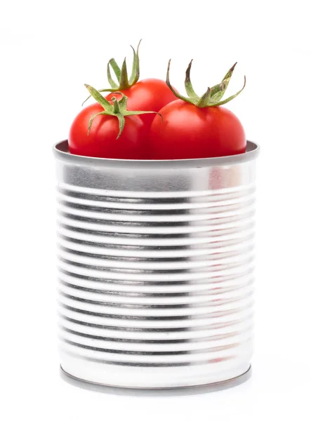 Alluminio Scatola Pomodoro Isolato Fondo Bianco — Foto Stock