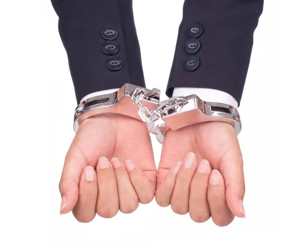 Hand Businessman Shackle Isolated White Background — Stock Photo, Image