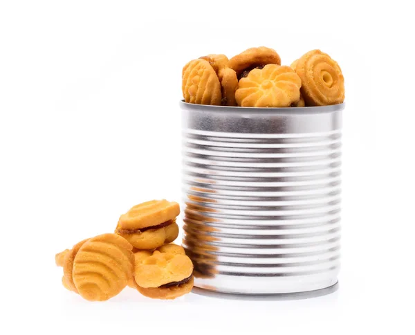 アルミニウム 白地に隔離されたクッキーの缶詰 — ストック写真