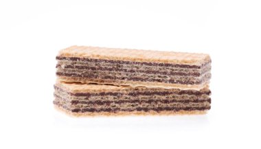 Beyaz arka planda izole çikolatalı waffle