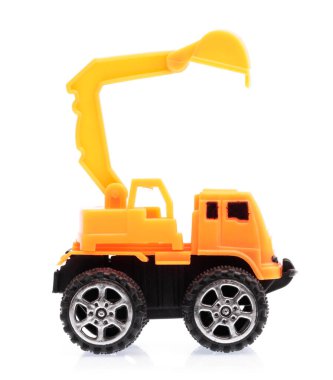 Beyaz arka plan üzerinde izole oyuncak araba kamyon