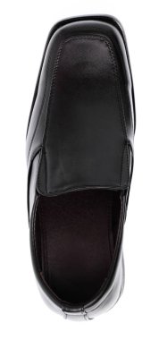 Beyaz arka plan üzerinde yarı resmi erkekler siyah deri ayakkabı