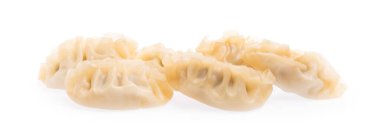 Beyaz arkaplanda izole edilmiş wontonlar.