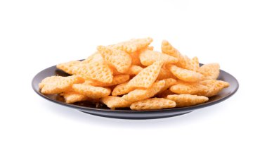 Beyaz arkaplanda izole edilmiş abur cubur tabağı