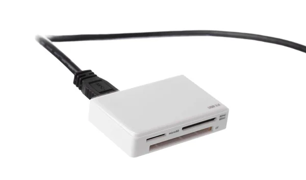 Leitor Cartão Usb Isolado Fundo Branco — Fotografia de Stock