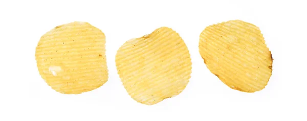 Aardappel Chips Geïsoleerd Witte Achtergrond — Stockfoto