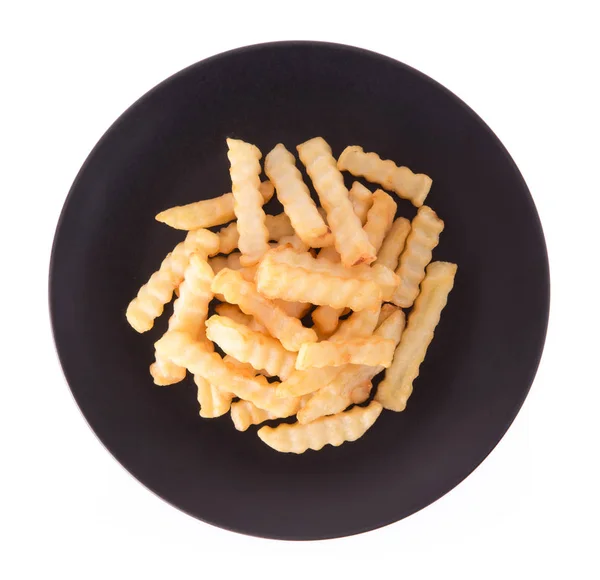 Patatine Fritte Seghettate Piatto Isolato Sfondo Bianco — Foto Stock