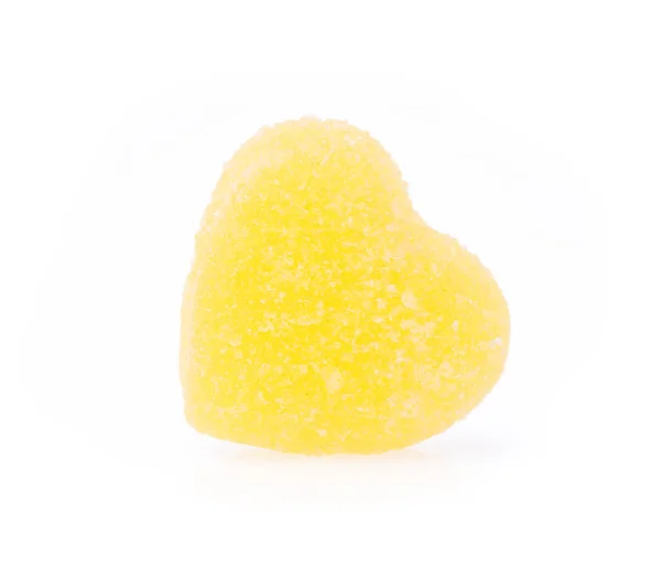 Geleias Amarelas Forma Coração Isoladas Fundo Branco — Fotografia de Stock