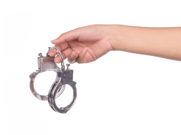 Hand Holding Shackle Isolated White Background — Stock Photo, Image