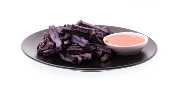 Taro Snacks Med Sås Skålen Isolerad Vit Bakgrund — Stockfoto