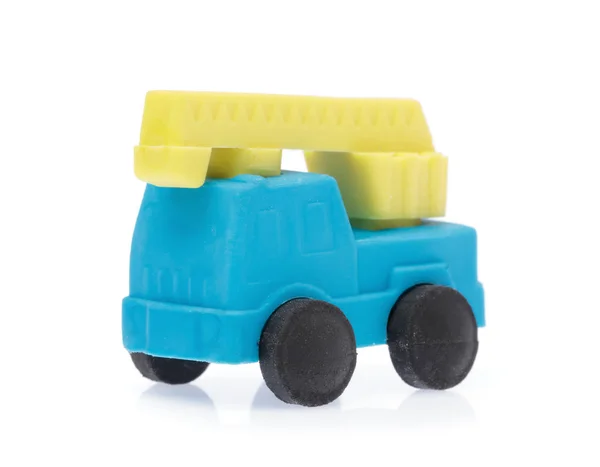 Rubber Eraser Blue Car Isolated White Background — Stock Photo, Image