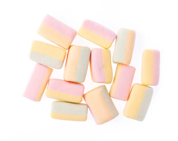 Marshmallows Pastel Isolado Sobre Fundo Branco — Fotografia de Stock