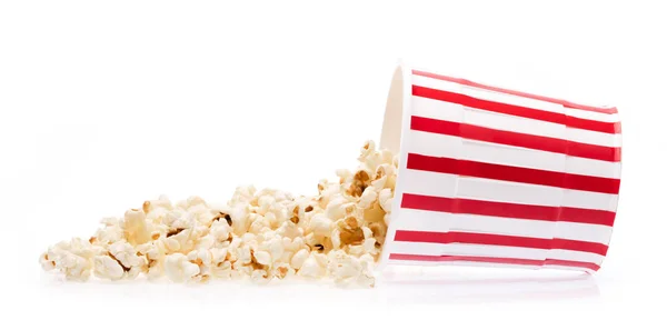Popcorn Randig Hink Isolerad Vit Bakgrund — Stockfoto
