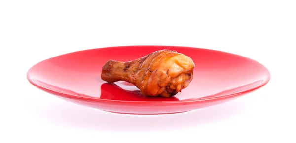 Roasted Chicken Leg Dish Isolated White Background — Stock Photo, Image