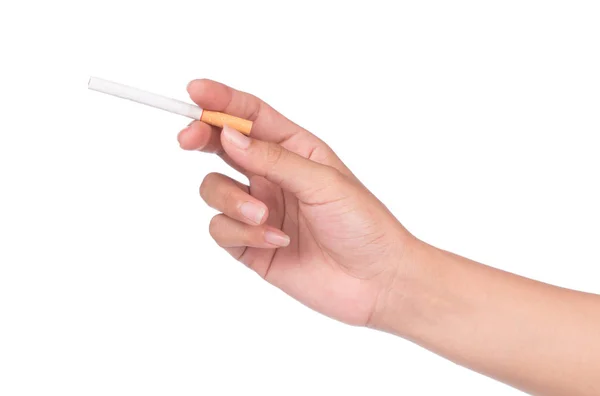 Hand Holding Cigarette Butt Isolated White Background — Stock Photo, Image