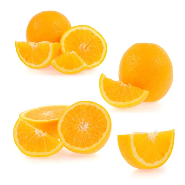 Orange Fruits Slices Collection Isolated White Background — Stock Photo, Image