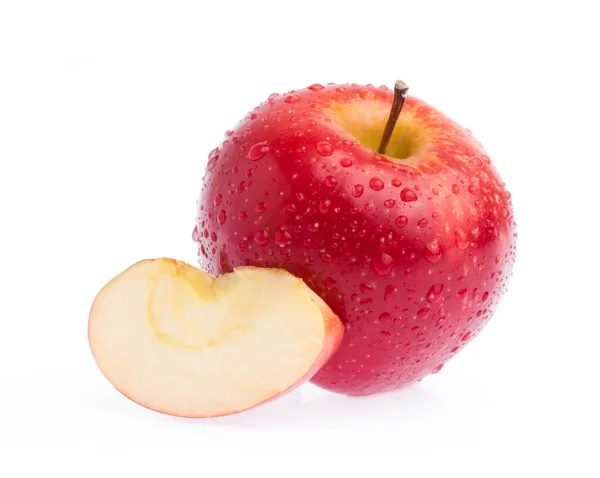 Taze Kırmızı Elma Elma Beyaz Arkaplanda Izole Edilmiş — Stok fotoğraf