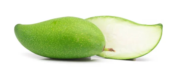 Corte Mango Verde Aislado Sobre Fondo Blanco — Foto de Stock
