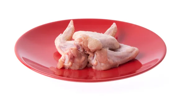 Raw Chicken Wings Meaton Plato Aislado Sobre Fondo Blanco — Foto de Stock