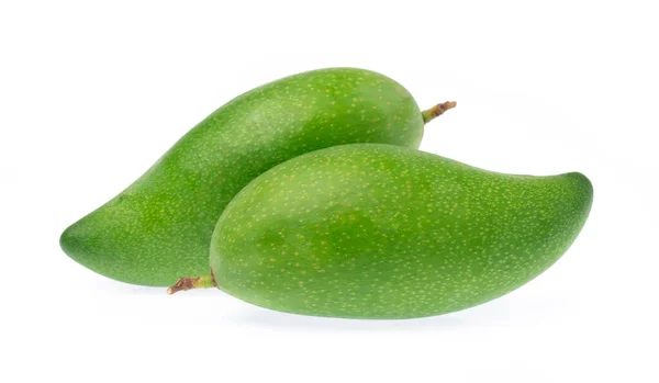 Groene Mango Geïsoleerd Een Witte Achtergrond — Stockfoto