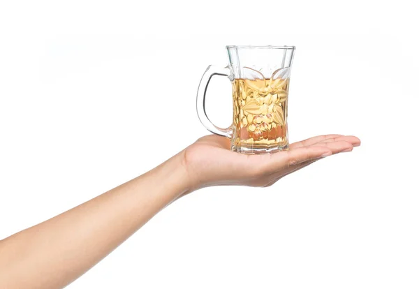 Hand Holding Glass Alcohol Isolated White Background — Stock Photo, Image