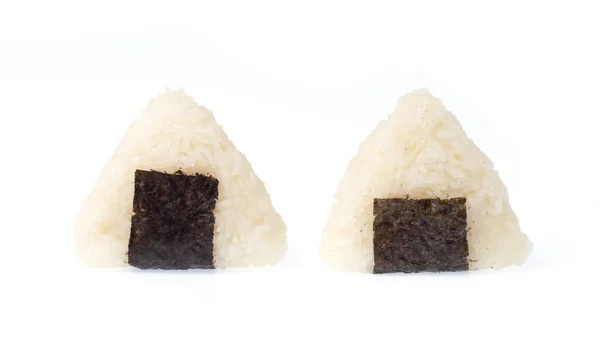 Onigiri Com Algas Secas Nori Isoladas Sobre Fundo Branco — Fotografia de Stock