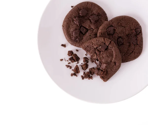 チョコレートチップクッキー白い背景に隔離された料理 — ストック写真