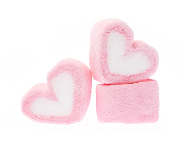 Forma Coração Doce Marshmallow Isolado Fundo Branco — Fotografia de Stock