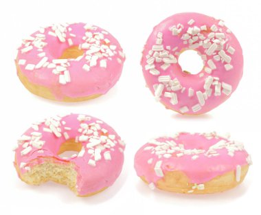 Beyaz arka plan üzerinde izole donuts topluluğu