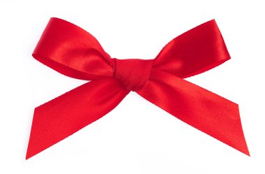 Red ribbon bow isolated on white background. 
