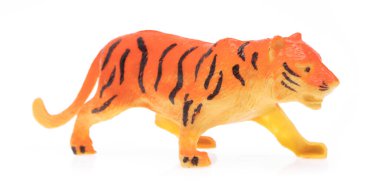 oyuncak plastik kaplan beyaz arka plan üzerinde izole