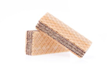 Beyaz arka planda izole çikolatalı waffle