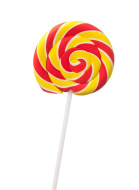 Beyaz arka plan üzerinde izole renkli sarmal lolipop