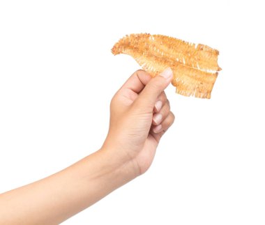 Beyaz arka planda izole edilmiş baharatlı çıtır kalamar.