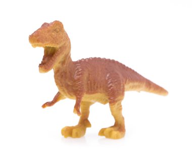 Tyrannosaur Rex made out of plastic. dinosaur toy isolated on white background