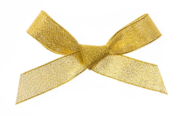 Gold Bow Isolated White Background — Stock Photo, Image