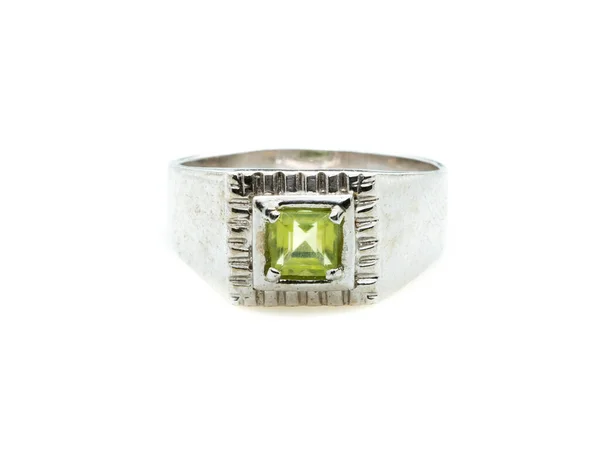 Zöld Smaragd Zenekar Gyűrű Fehér Háttér — Stock Fotó