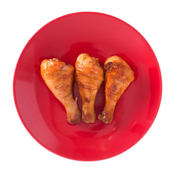 Roasted Chicken Leg Dish Isolated White Background — Stock Photo, Image