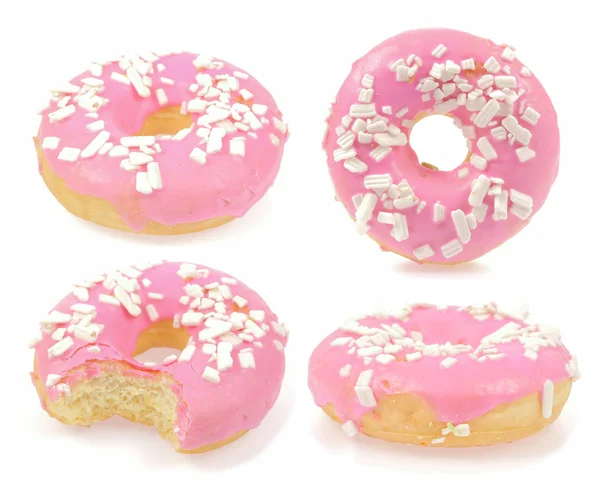 Sammlung Von Donuts Isoliert Auf Weißem Hintergrund — Stockfoto