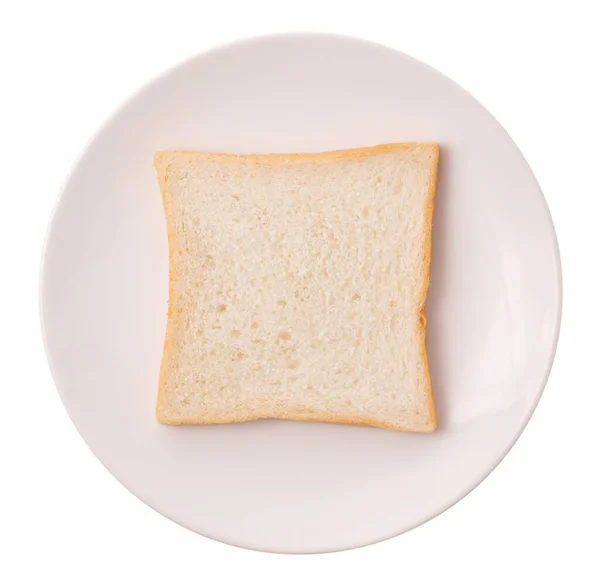 Plátek Chleba Misce Izolované Bílém Pozadí — Stock fotografie