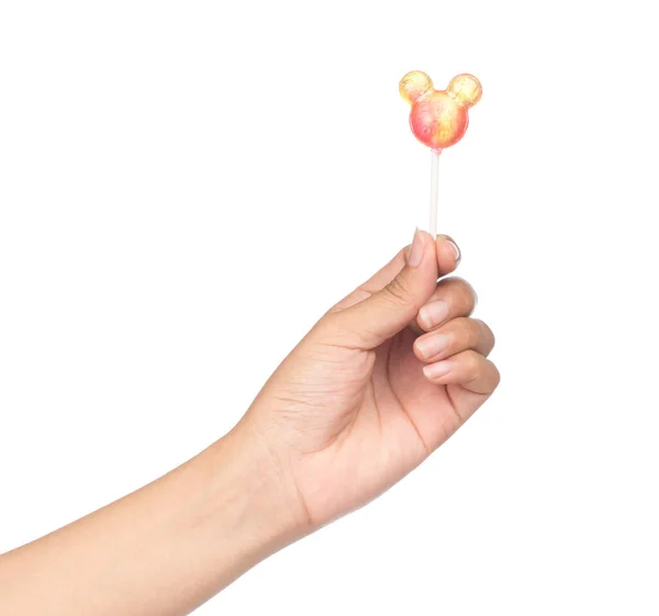 Hand Holding Lollipops Isolated White Background — Stock Photo, Image