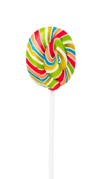 Kleurrijke Spiraal Lollipop Geïsoleerd Witte Achtergrond — Stockfoto